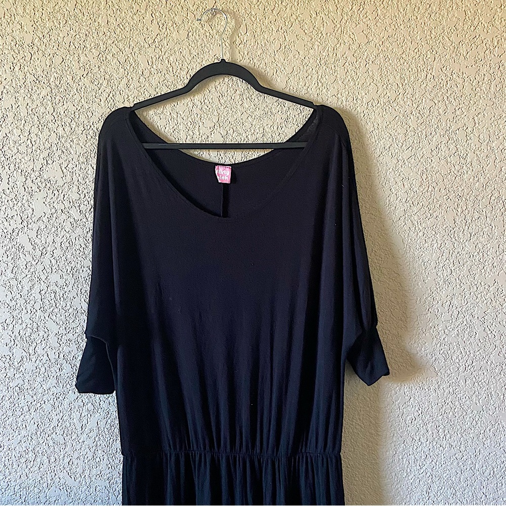 Flirty Pink Black Wide Sleeve Cinched Waist Size XL